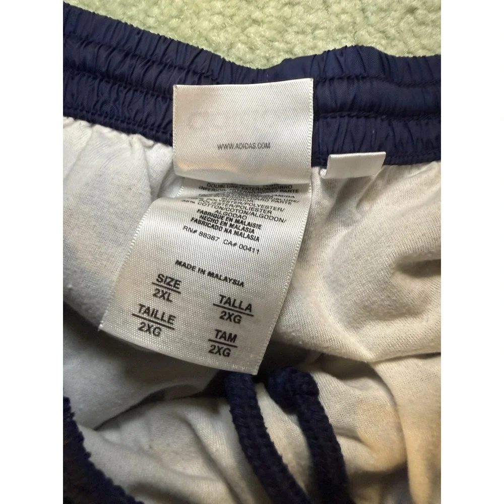 Vintage Y2K Adidas Navy Blue Yellow Stripes Nylon Windbreaker Pants size 2XL